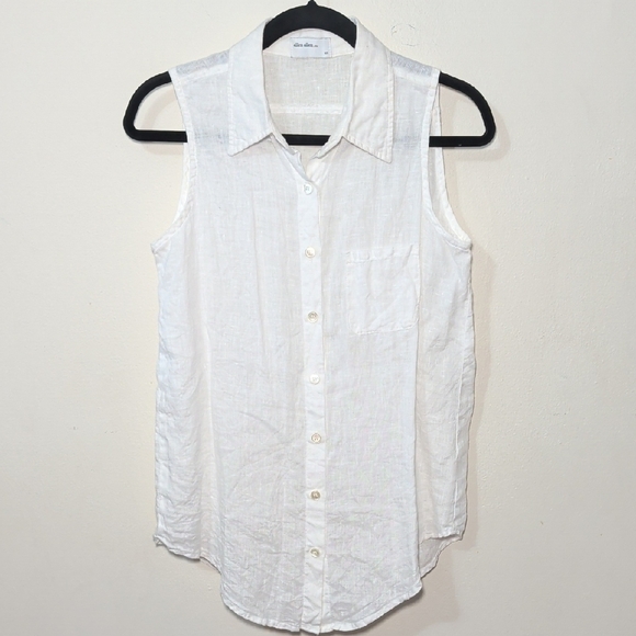 Allen Allen Tops - Allen Allen Linen Sleeveless Button-Down Shirt White Minimalist Women's Size XS